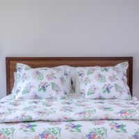 Sweet pea floral printed linen pillow sham