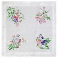 Huddleson Sweet Pea floral print white linen napkin