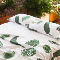Tropical Leaves White Linen Top Sheet - Pure Linen Luxury Bed Linens ...