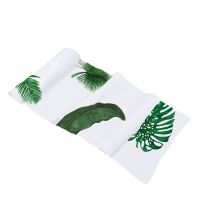 Huddleson Tropical Leaves Botanical Print Linen Table Runner