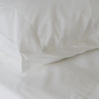 White 500TC Cotton Percale Pillowcase (Pair) - White Hemstitch