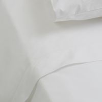 White 500TC Cotton Percale Top Sheet - White Hemstitch