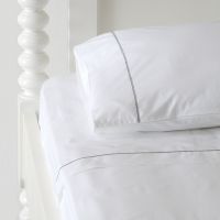 Huddleson White 500TC Cotton Percale Luxury Sheet Set - Black Hemstitch