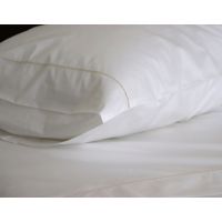 White 500TC Cotton Percale Sheet Set - Gold Hemstitch