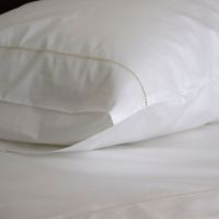 White 500TC Cotton Percale Pillowcase (Pair) - Gold Hemstitch