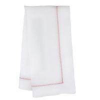 White linen napkin pink hemstitch