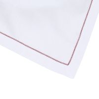 White Linen Table Runner with Red Contrast Hemstitch