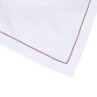White Linen Cocktail Napkin with Red Contrast Hemstitch