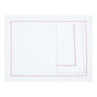 White Linen Placemat with Red Contrast Hemstitch