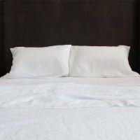 White Pure Italian Linen Fitted Sheet