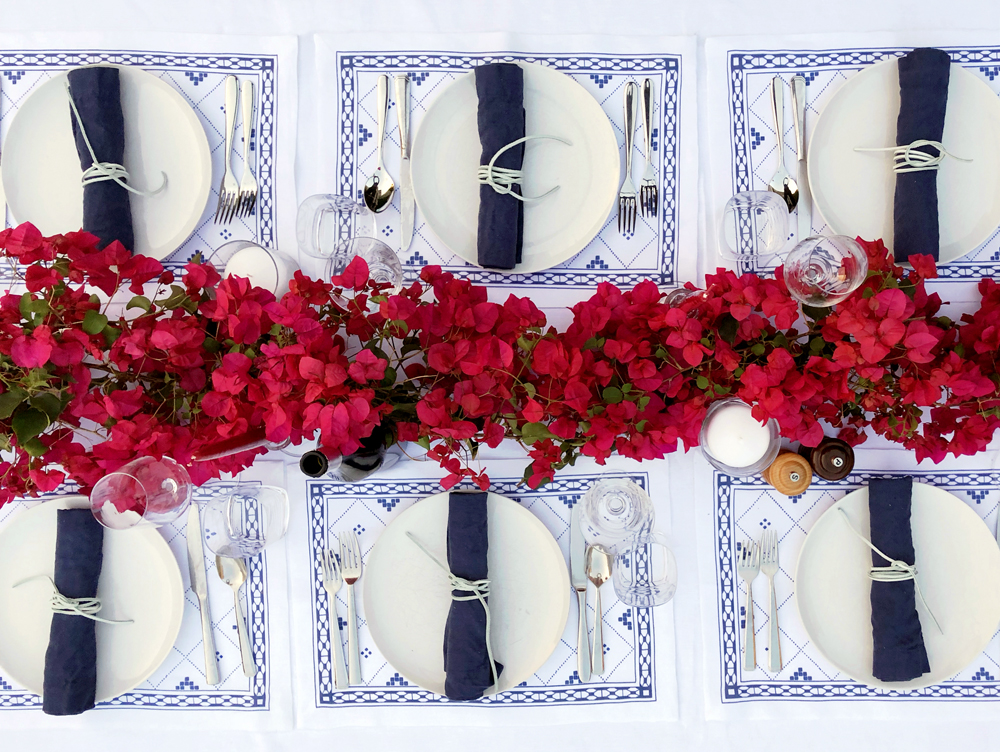 Anfa Blue and White Linen Placemat