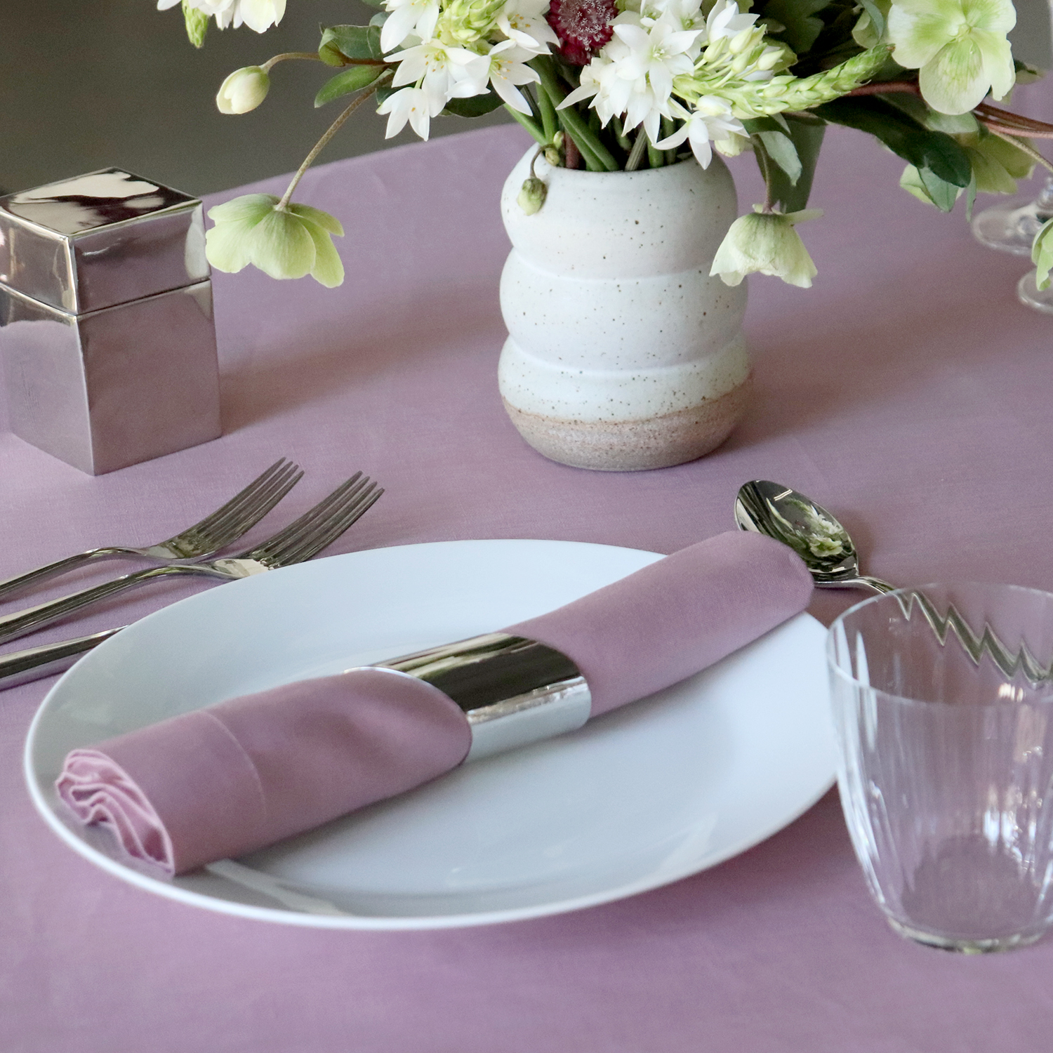 Heather Lilac Rectangular Linen Tablecloth