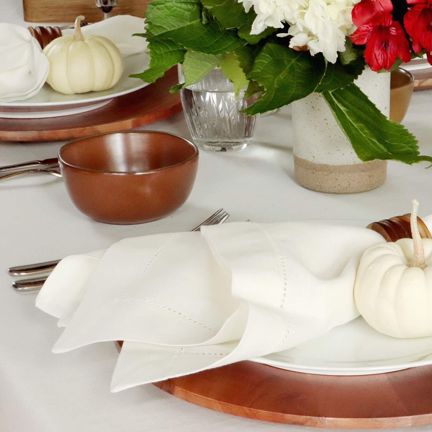 Ivory Pure Linen Square Tablecloth