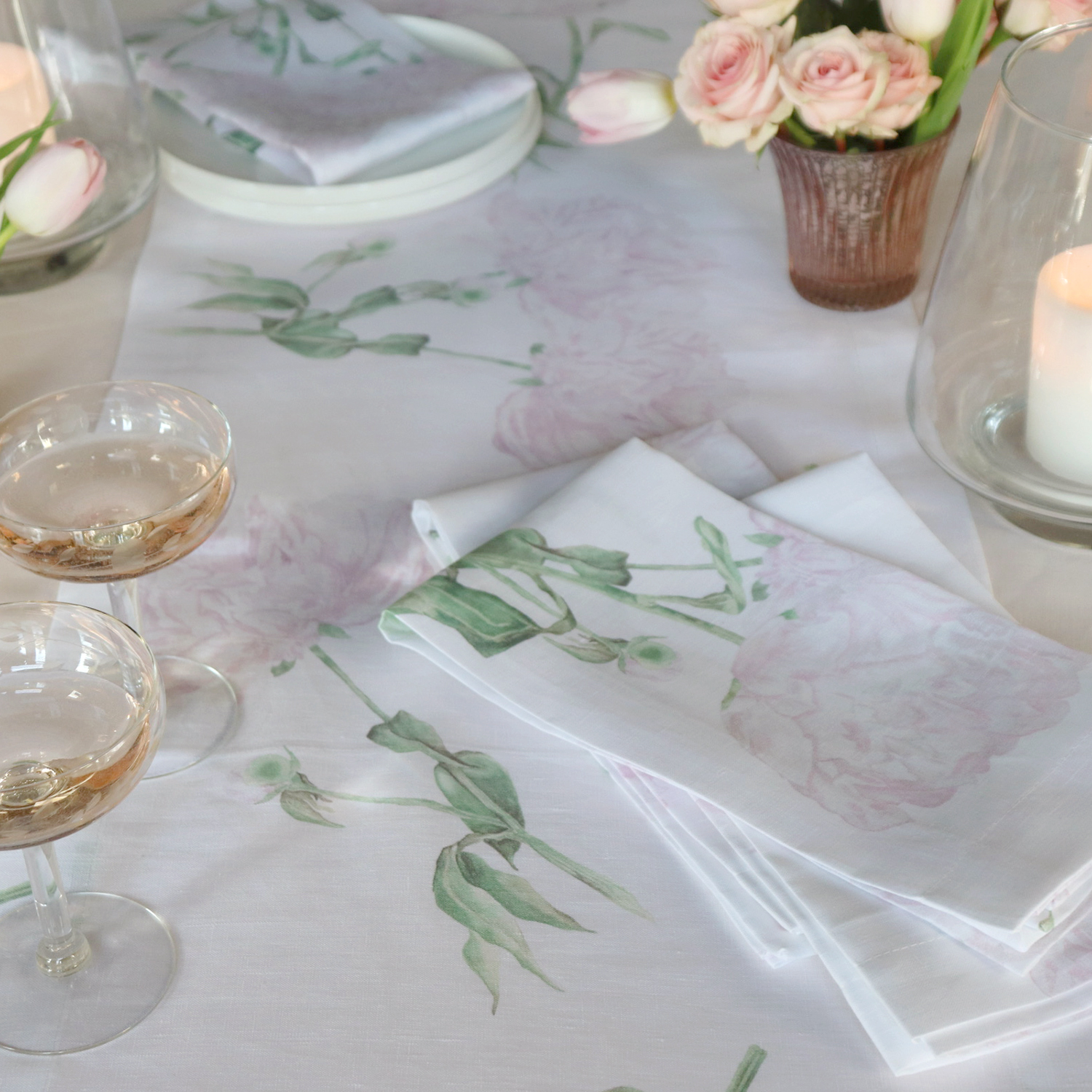 Peony Linen Table Runner