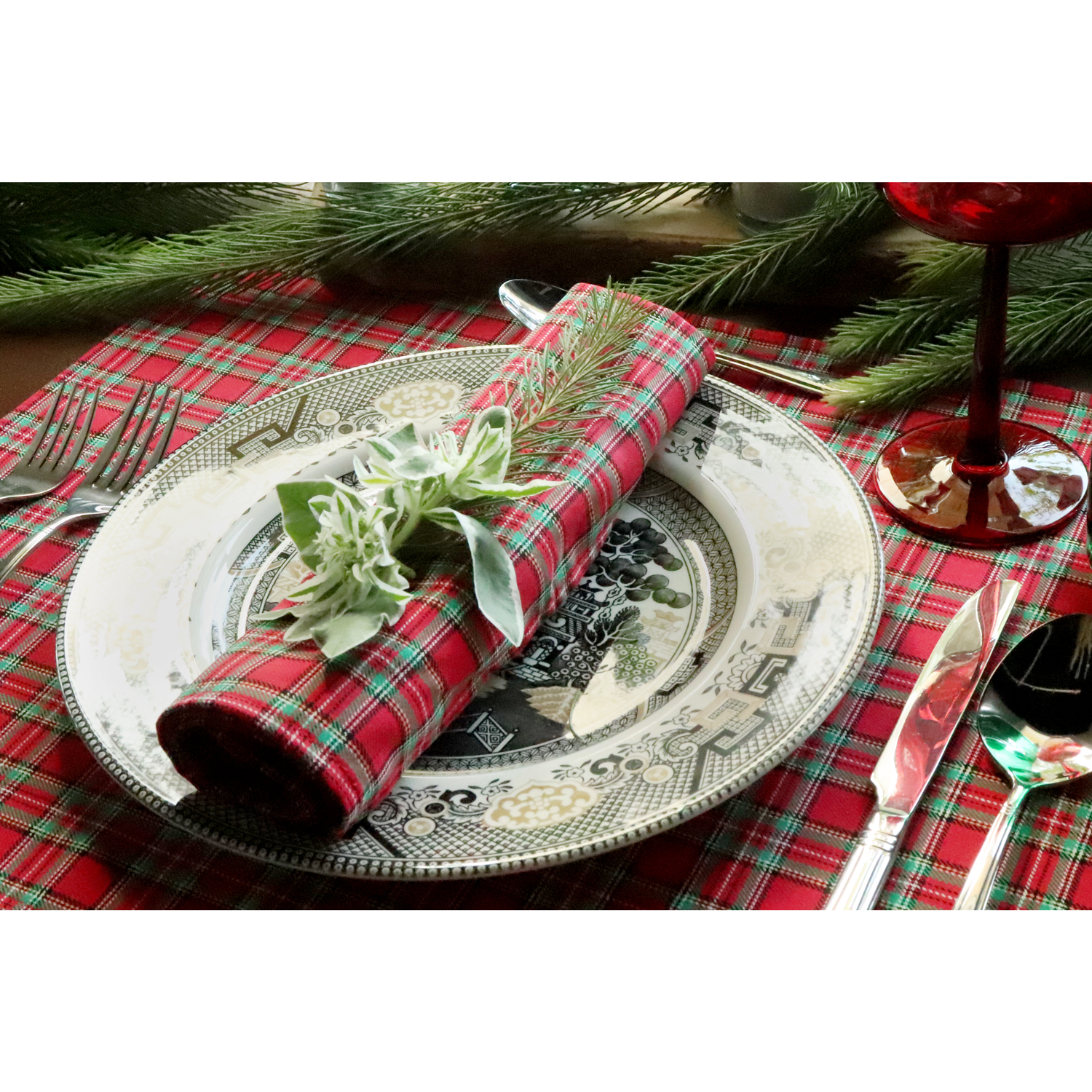 Red and Green Cotton Plaid Placemat