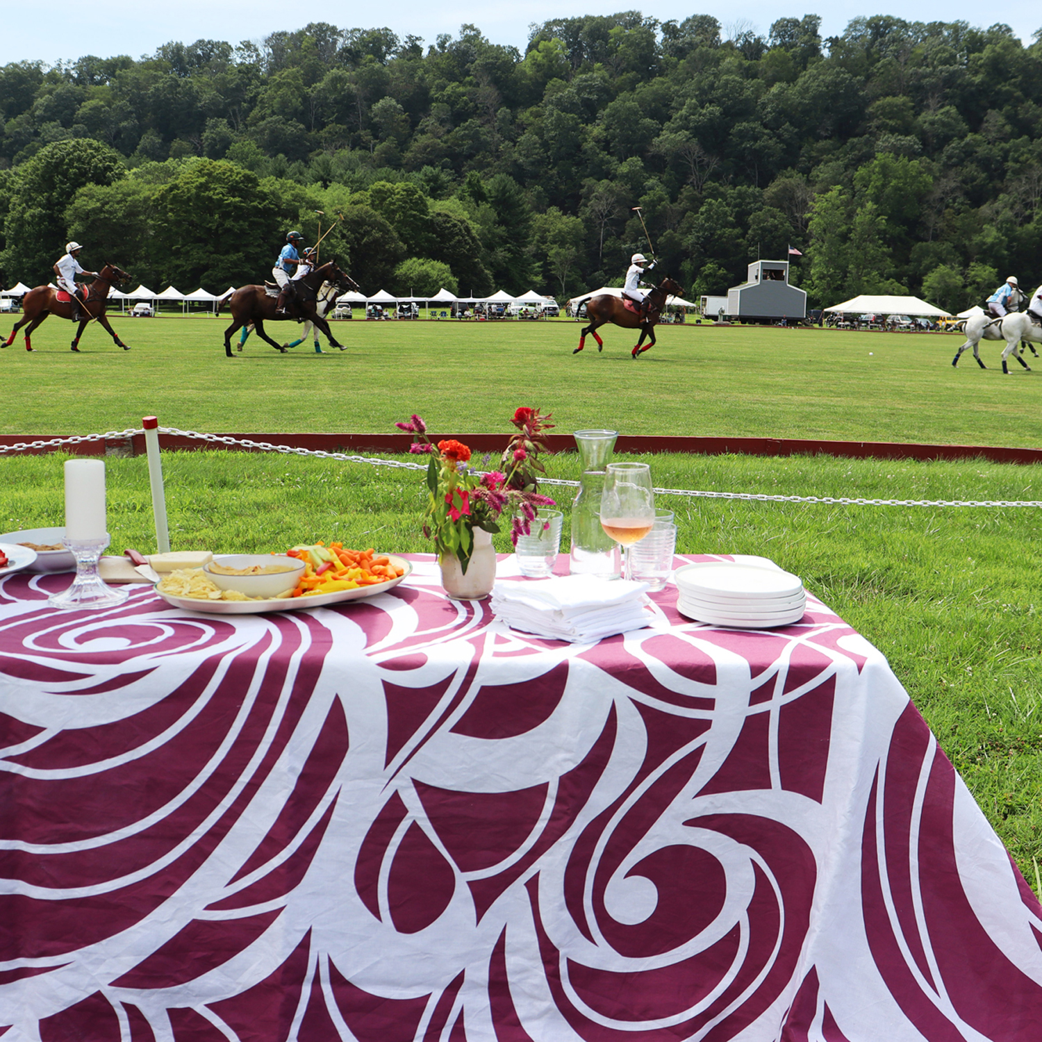 Sloan Claret Red Swirl Round Linen Tablecloth