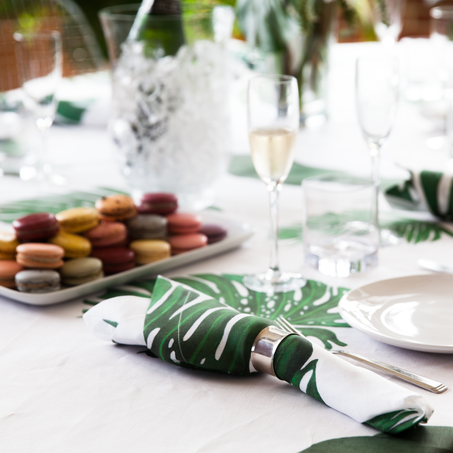 Tropical Leaves Linen Napkin