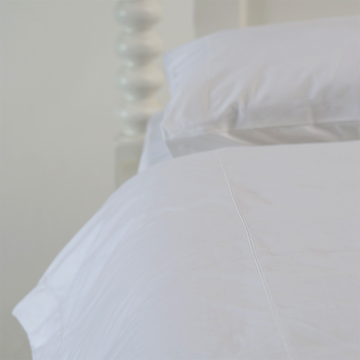White 500TC Cotton Percale Duvet Cover with Hemstitch