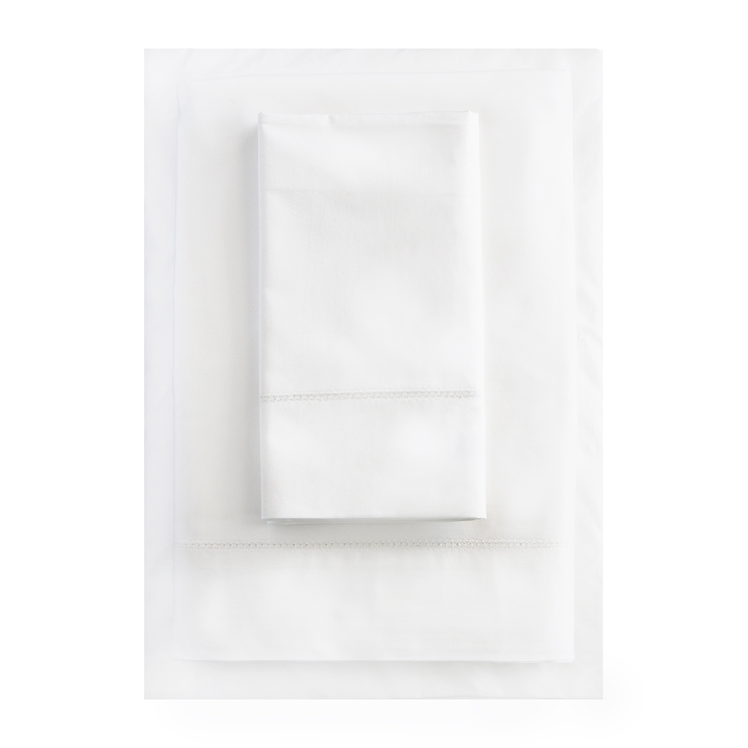 White 500TC Cotton Percale Sham (Pair) - White Hemstitch