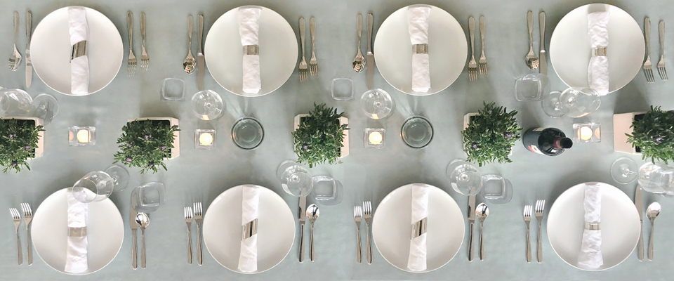 White Linen Napkin & Celadon Linen Tablecloth