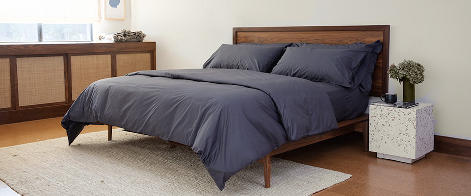 Charcoal Grey Cotton Percale Bedding