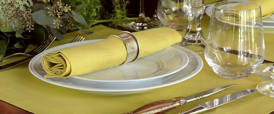 Citron Yellow Linen Placemat & Napkin