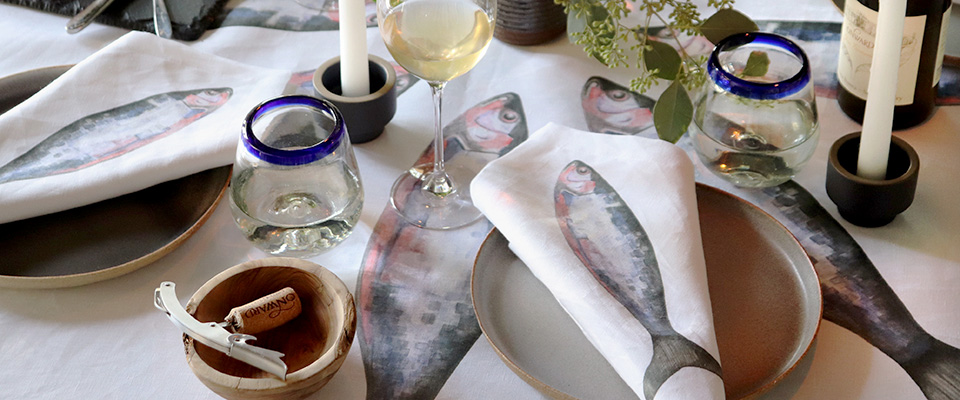 Fish Linen Tablecloth & Napkins