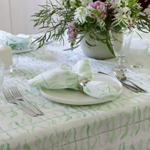 Leaf Green Linen Tablecloth -$230