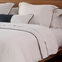 Natural Linen Piped Duvet Cover -$360