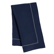 Navy Blue Linen Napkin with Hemstitch -$28