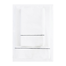 White Cotton Sheet Set Black Trim - $420