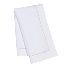 White and Gold Linen Napkin- $28